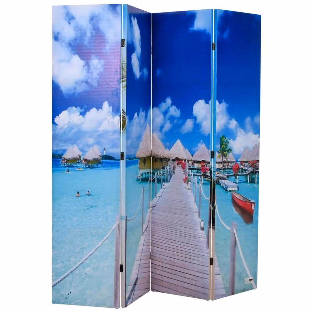 Berkfield Home Decorative Folding Room Divider, Beach Maritime Design, Multicolour, W: 160 cm, H: 170 cm – 2