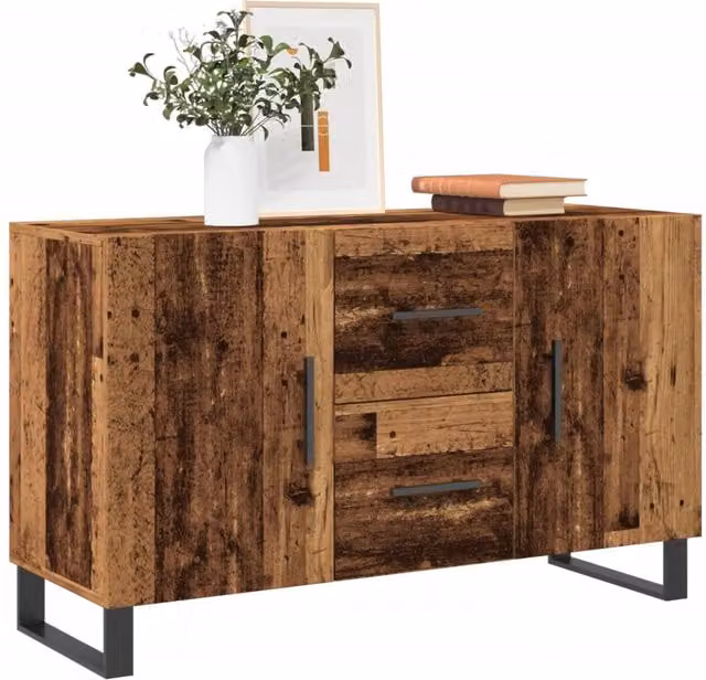 Berkfield Home Industrial Sideboard in Brown Old Wood, W/D/H: 100 x 36 x 60 cm
