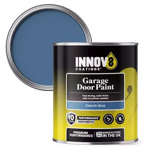 Innov8 Coatings Satin Garage Door Paint for Metal and uPVC, French Blue, 750 ml – 1