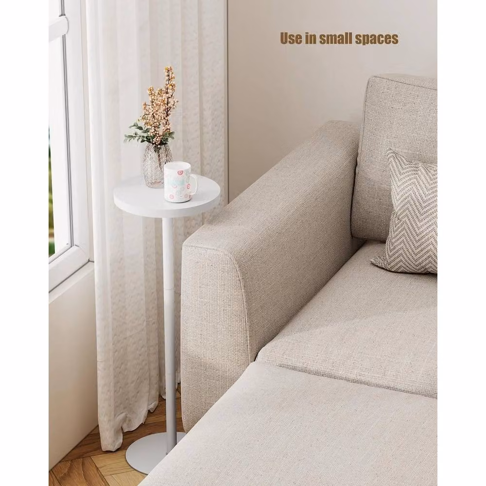 FORGEVIO Tall Round Side Table in White, Height: 70 cm – 3