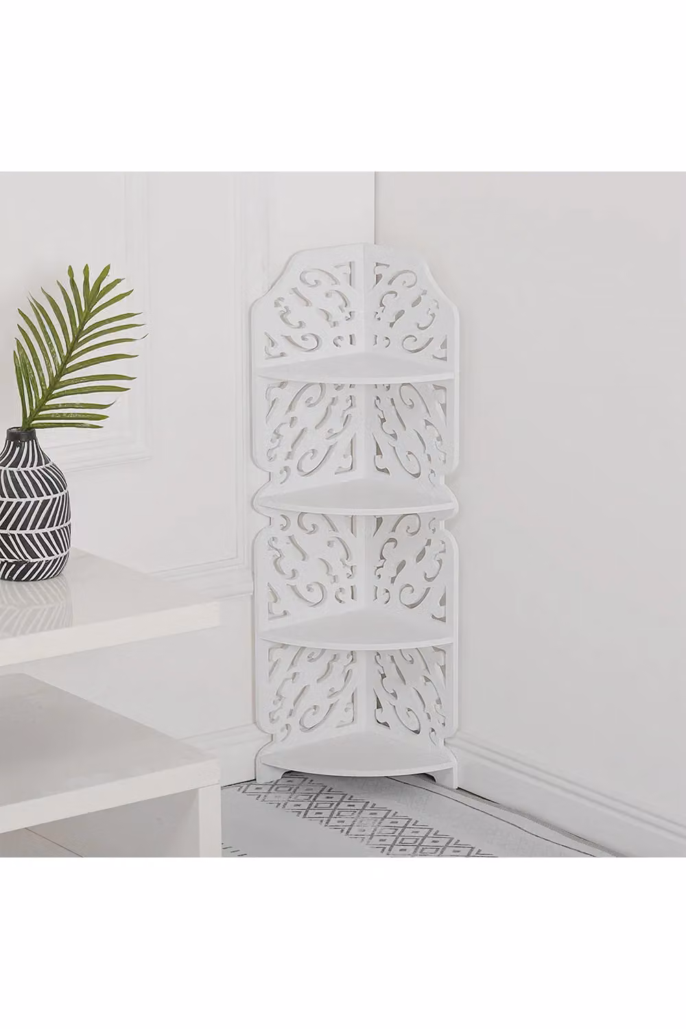 Living and Home 4 Tier Corner Display Plant Stand and Bathroom Shelf in White – 2
