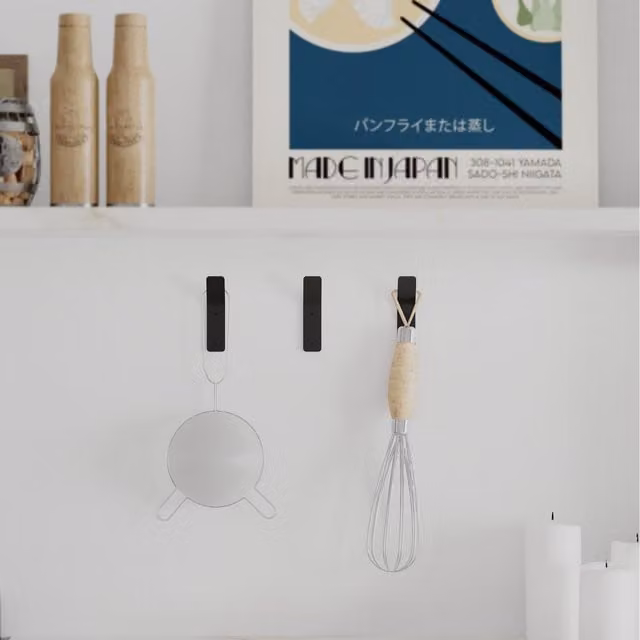 Decortie Hary Modern Metal Triple Hanging Hook Set of 3 in Textured Black Waterproof Finish – 1