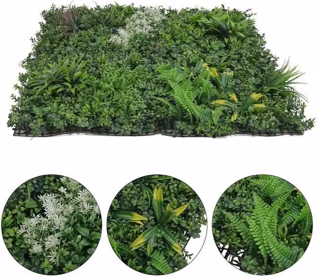 KORVIXA Large Artificial Floral Wall Panels in Green, W/H: 100 x 100 cm