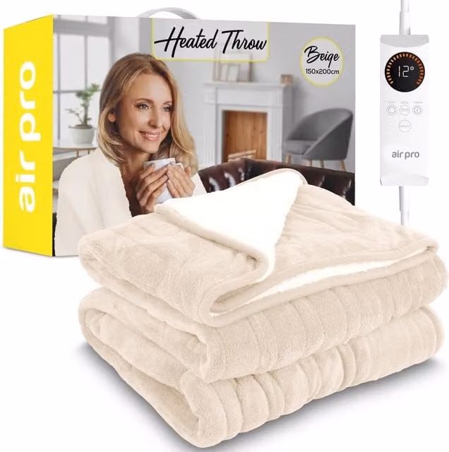 Air Pro Heated Electric Blanket with Digital Controller and Overheating Protection, Beige, W/D/H: 140 x 200 cm – 1