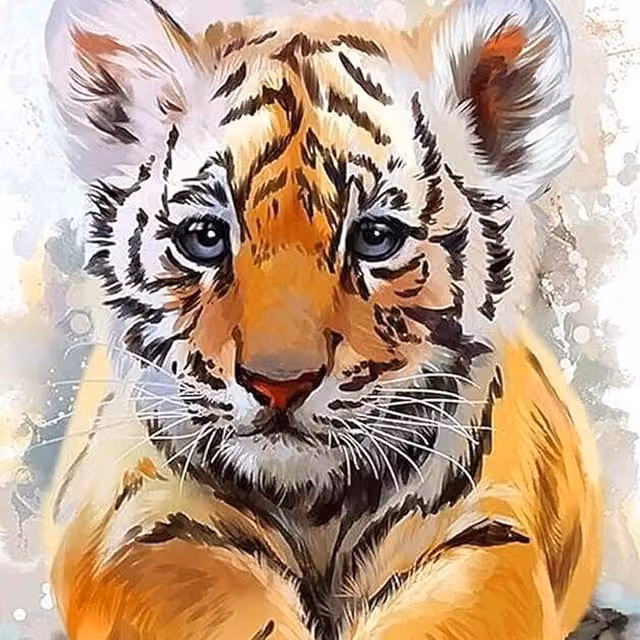 Syntego Baby Tiger Diamond Painting Kit in Multicolour