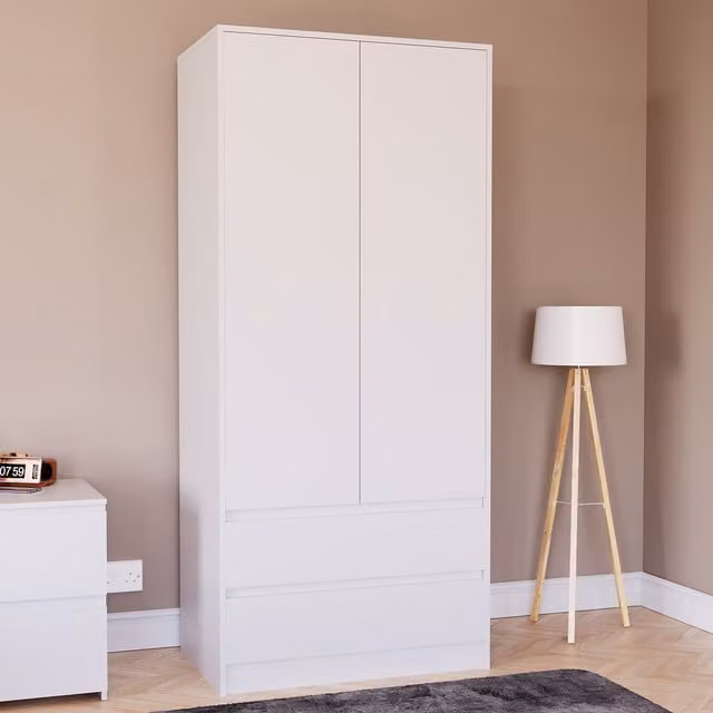 Vida Designs Denver 2 Door Wardrobe with Drawers in White Matt