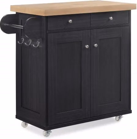 Lemon Pavilion Furniture Portland Black Wood Kitchen Island W95 x D46 x H91 cm – 1
