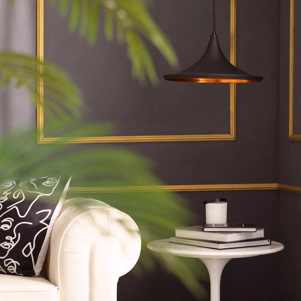 sweeek Modern Metal Dome Suspension Pendant Light in Black, Diameter: 35 cm – 3