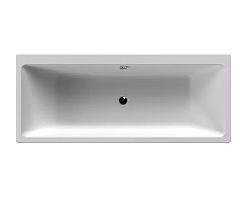 nuie Asselby NBA914 Modern Double Ended Square Straight Thin Edge Shower Bath, White, W/D: 180 x 80 cm