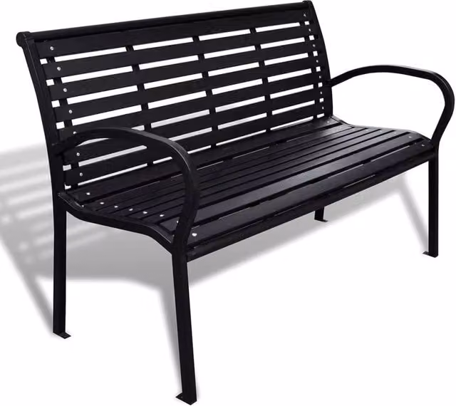 Berkfield Home Modern Garden Bench in Black Steel and WPC, Width: 125 cm – 1