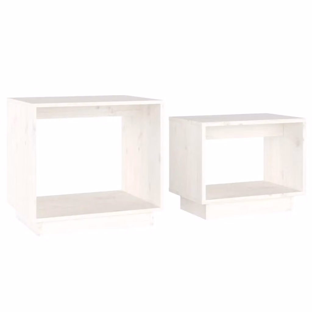 Berkfield Home Nesting Coffee Tables, Set of 2, White Solid Pine Wood – 2
