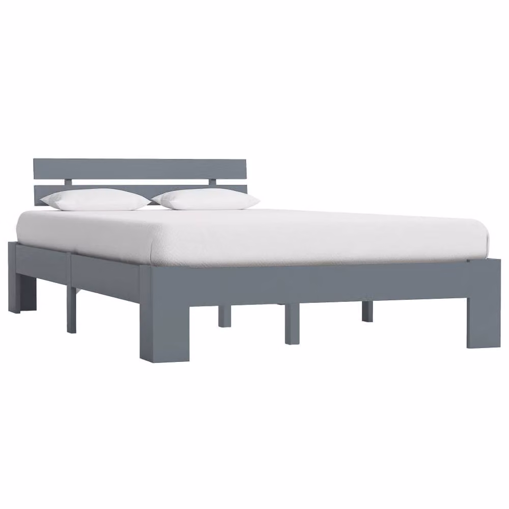 Berkfield Home Modern Small Double Bed Frame in Grey Solid Pine Wood, W/D/H: 120 x 200 x 66 cm – 2