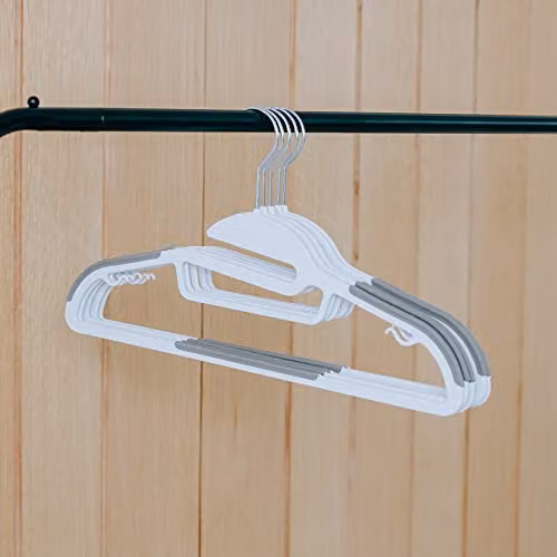Addis Non-Slip Plastic Clothes Hangers, Pack of 20, White and Grey – 2