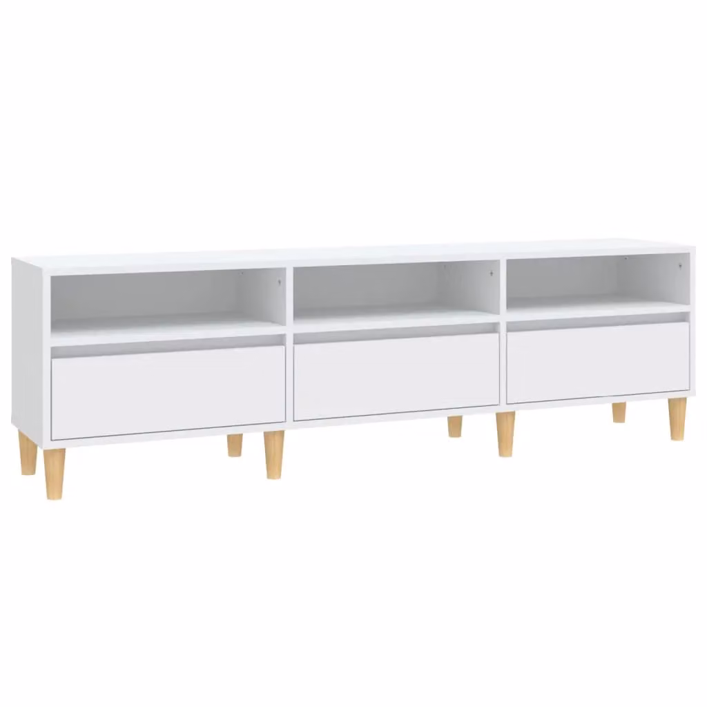 Berkfield Home White TV Cabinet in Matt MDF, W: 150 cm, D: 30 cm, H: 44.5 cm – 2