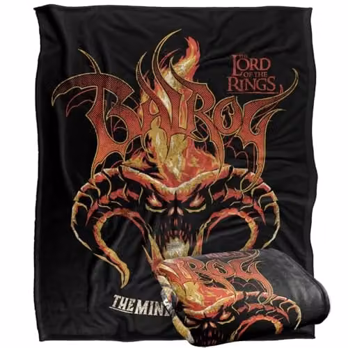 Warner Bros. Lord Of The Rings Moria Balrog Flames Super Soft Fleece Throw Blanket, Multicolour, W: 152 cm, D: 127 cm – 1