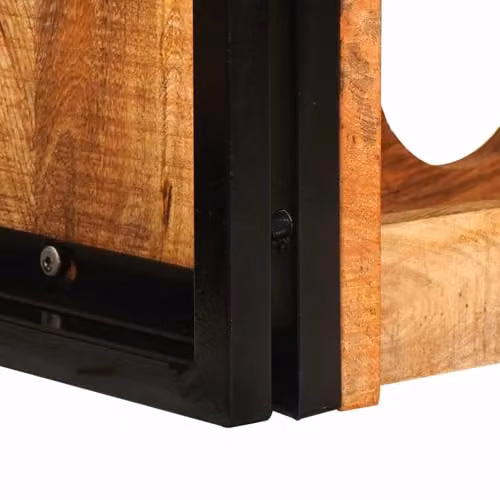 vidaXL Industrial Wall-Mounted Wine Rack in Brown Solid Mango Wood and Metal, W/D/H: 100 x 45 x 33 cm – 3
