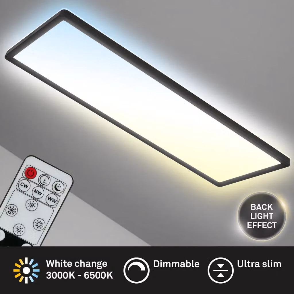 Briloner Black Ultraslim 23W CCT LED Ceiling Panel Light with Remote Control and Night-Light Function – 6