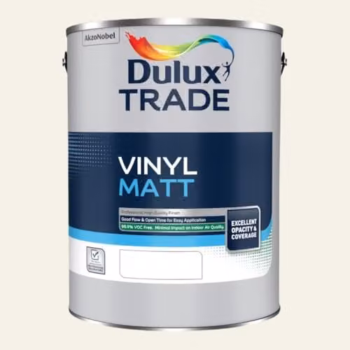 Dulux Trade Vinyl Matt Dispersion Paint in Jasmine White, 5l – 1