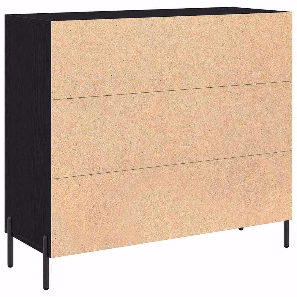 Berkfield Home Black Oak Sideboard in Black Matt Engineered Wood, W/D/H: 90 x 34 x 80 cm – 3