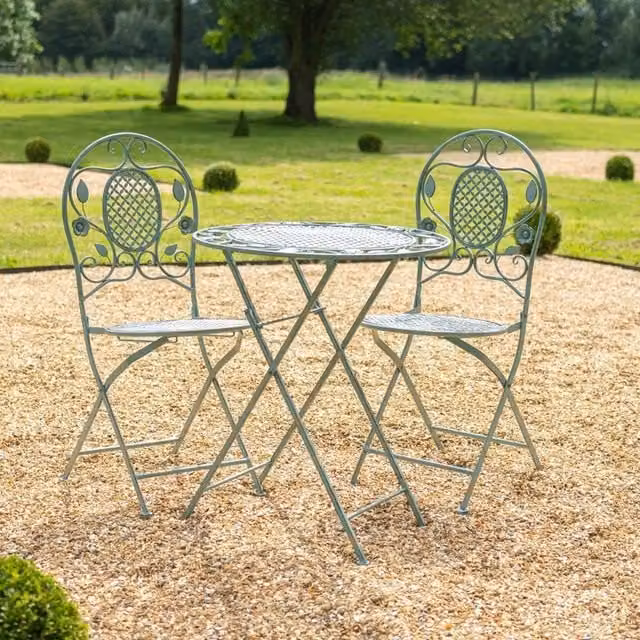 Ascalon Design Ltd 3-Piece Metal Bistro Set in Rustic Vintage Green, W/D/H: 60 x 60 x 73 cm