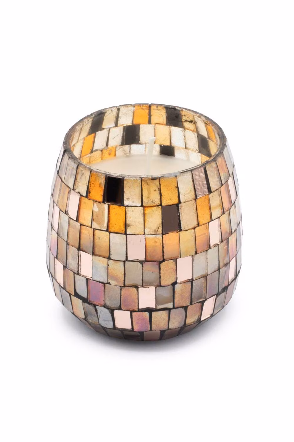 KDMD Amber Mosaic Medium Glass Votive Jar Candle in Multicolour – 3