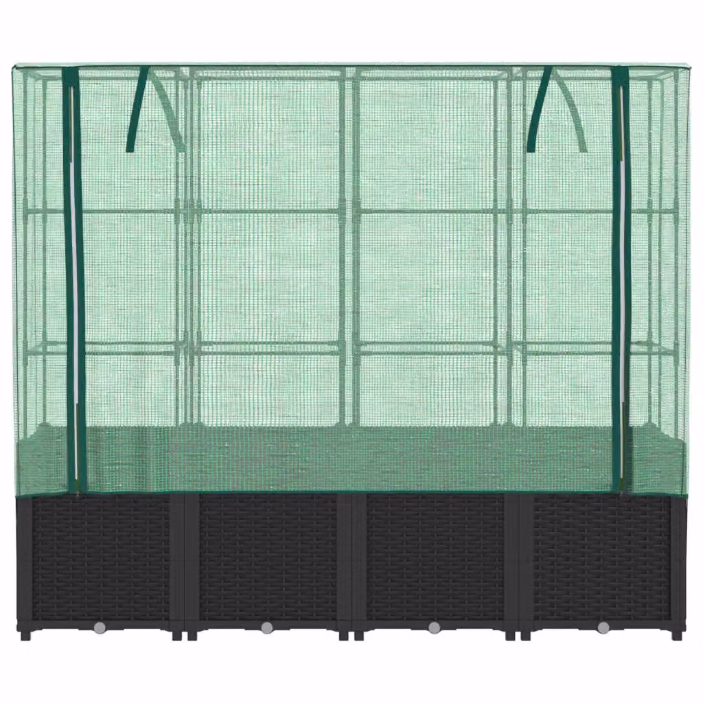 Berkfield Home Raised Bed with Greenhouse Cover in Black Rattan Look, W/D/H: 160 x 40 x 153 cm – 3