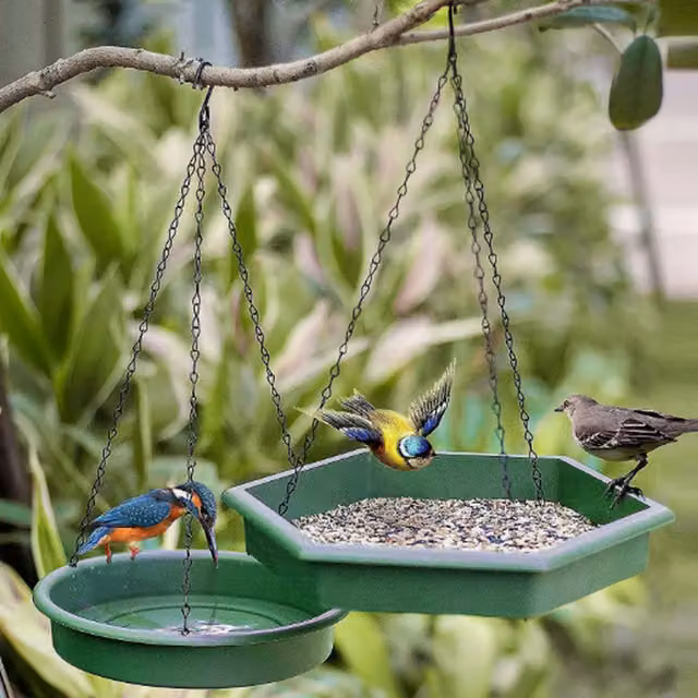 Garden Mile 2-in-1 Hanging Bird Feeder and Bath in Green