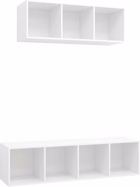 Berkfield Home 2 Piece White Matt Minimalist Wall Mounted TV Cabinet Set