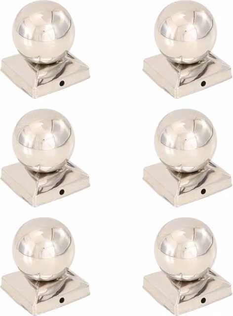 Berkfield Home 6 Pack Silver Stainless Steel Square Globe Post Caps 91 x 91 mm