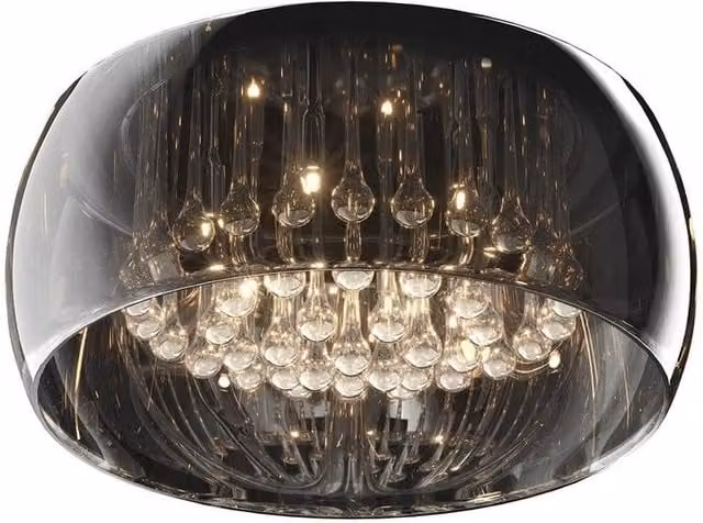 Netlighting Crystal Glass Ceiling Light in Grey with 6x G9 Sockets
