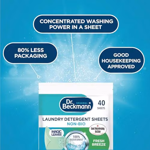 Dr Beckmann Non-Bio Laundry Detergent Sheets, Fresh Breeze, 40 Sheets – 2