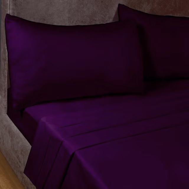 Rapport Home Purple Polycotton Percale Plain Flat Sheet, W: 140 cm, L: 200 cm