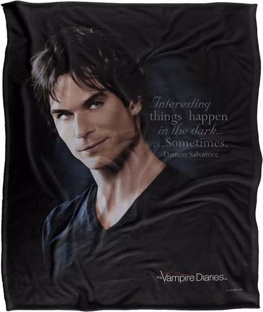 Warner Brothers The Vampire Diaries Sometimes Silky Touch Super Soft Throw Blanket, White, W x D: 152.4 x 127.0 cm – 1