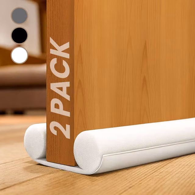 Volila 2-Pack Double Sided White Door Bottom Draught Excluder – 1