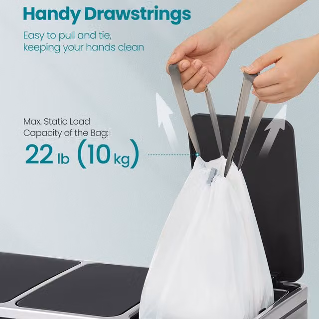 SONGMICS Heavy Duty White Rubbish Bags for 13 Gallon Kitchen Bins