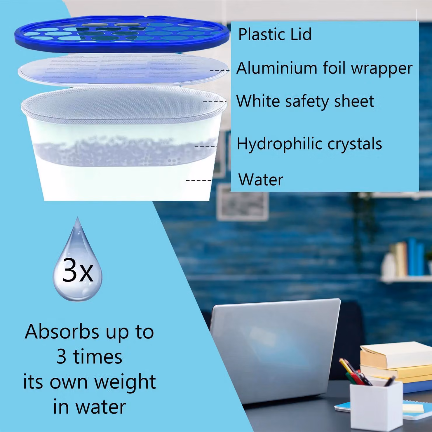 Shatchi Moisture Absorber Dehumidifier for Home, Kitchen and Wardrobe, 500ml, 10 Pack, White – 2