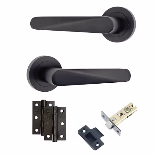 AXS Hardware Detroit Internal Door Handle Pack in Black with Antique Brass Aluminium Finish and 127mm Lever – 1