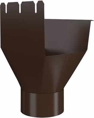 Lindab Rectangular Galvanised Steel Gutter Outlet, Brown, 140mm