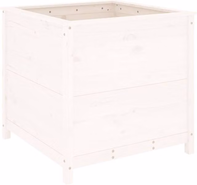 Berkfield Home White Solid Pine Garden Planter Tub W/D/H: 82.5 x 82.5 x 78 cm
