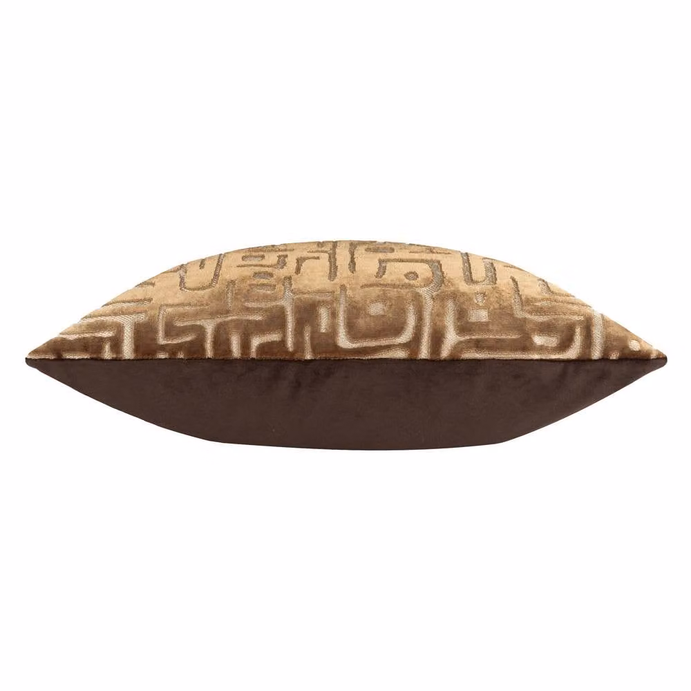 HOEM Soren Brown Cut Velvet Abstract Square Cushion, W/D/H: 45 x 45 x 45 cm – 3
