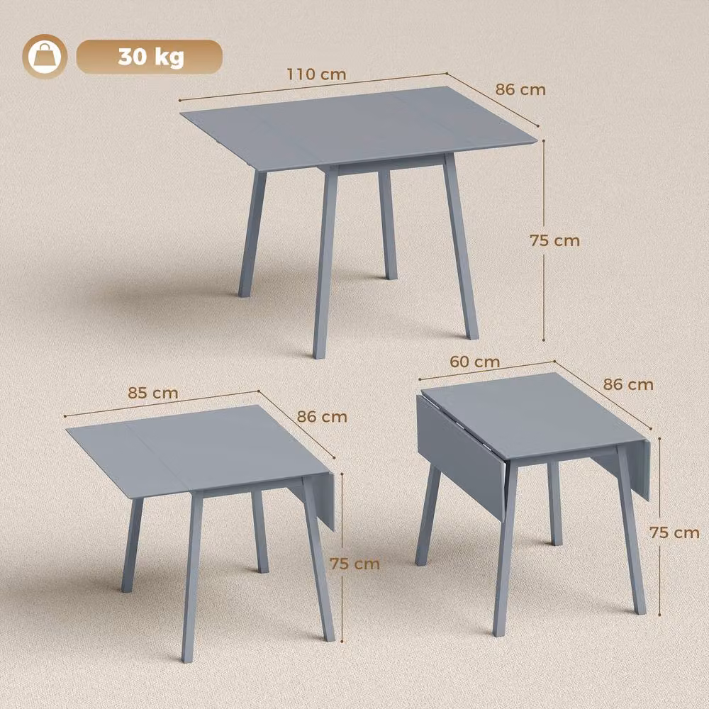 STILVORA Grey Drop Leaf Dining Table for Four in Pine Wood – 3