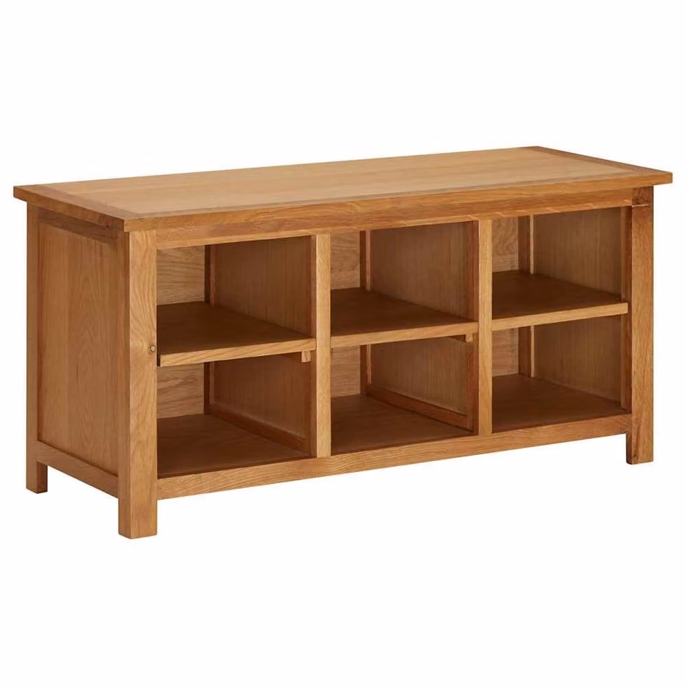 Berkfield Home Solid Oak Wood Shoe Rack in Light Oak, W/D/H: 90 x 37 x 45 cm