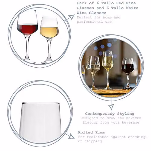 Argon Tableware Tallo 12 Piece Wine Glass Set, Transparent, 400ml – 2