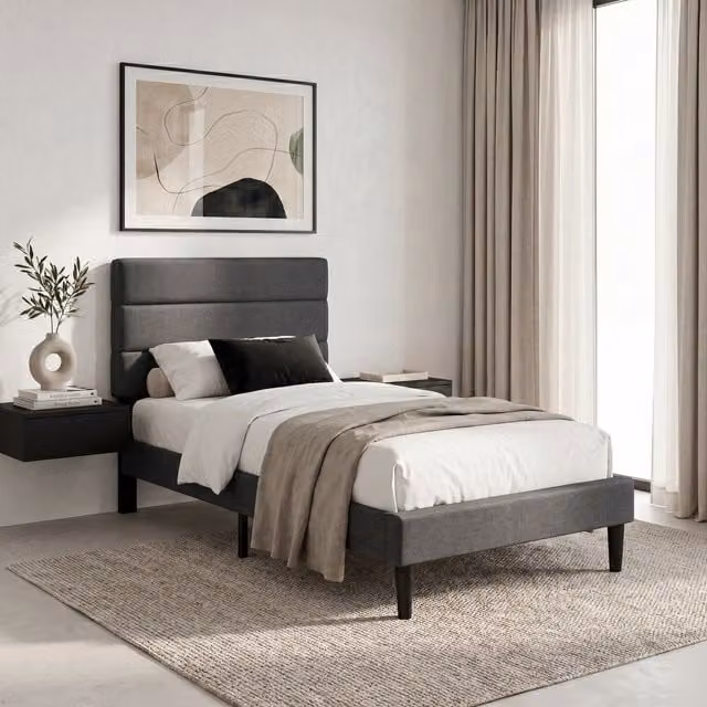 Vida Designs Modern Single Bed in Dark Grey