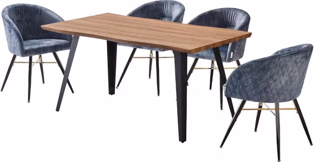 Life Interiors Rocco Vittorio Dining Set with Oak Rectangular Table and 4 Grey Chairs