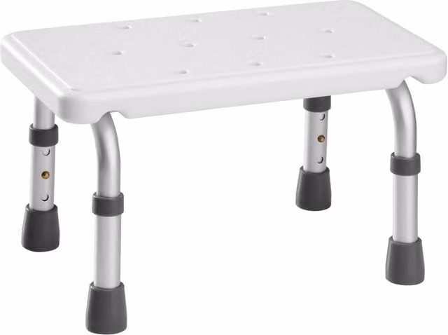 tectake White Bath Tub Entry Aid with Height-Adjustable Legs and Non-Slip Metal Frame