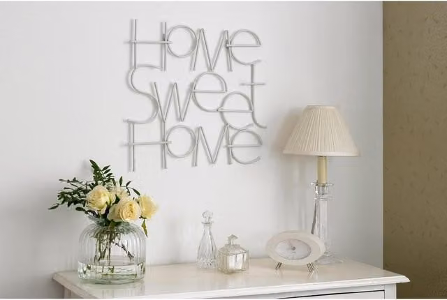 Art for the Home Home Sweet Home Metal Typography Wall Art in White