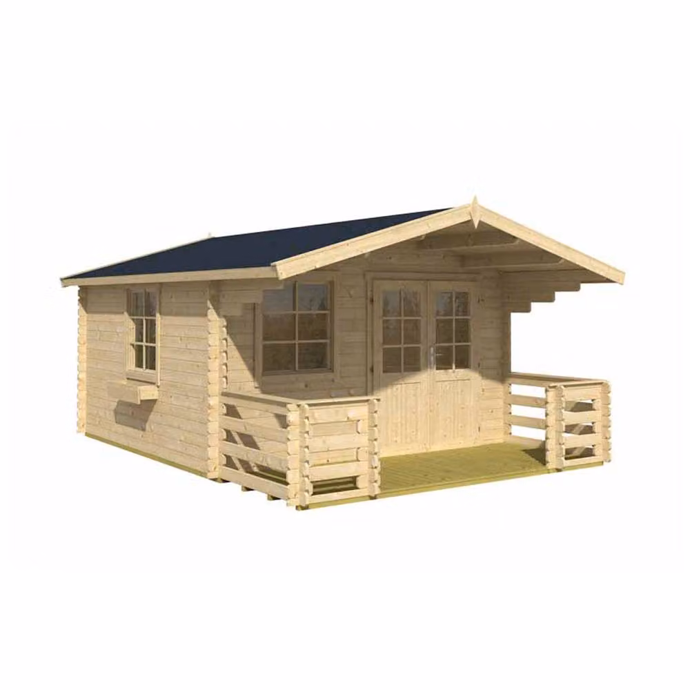 Lasita Maja Ltd Luna 2-Log Cabin Garden Room and Home Office in Beige, W: 530 cm, D: 403.8 cm, H: 245.1 cm – 2