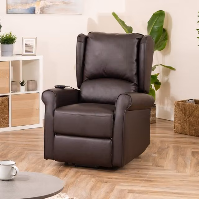 Artemis Home Corcoran Electric Riser Recliner Chair with Massage and Heat in Brown Bonded Leather