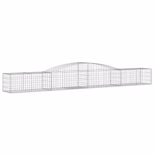 vidaXL Set of 20 Arched Gabion Baskets in Silver Galvanised Steel, W/D/H: 400 x 50 x 40/60 cm
